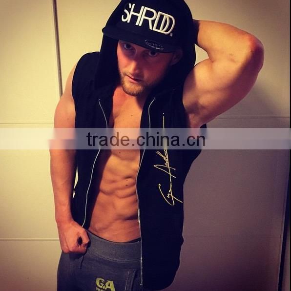 Wholesale Mens Cotton Sleeveless Zipper Hoodies