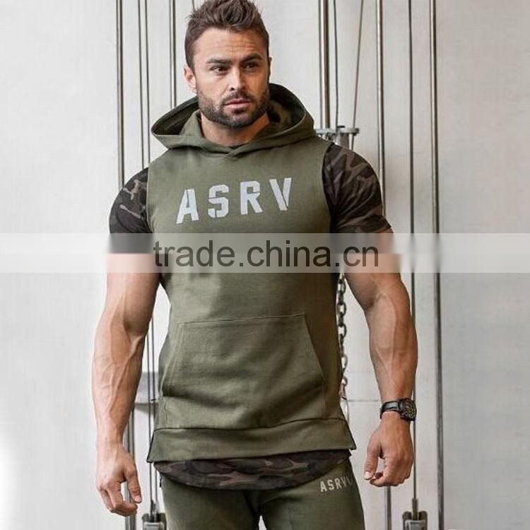 Wholesale Mens Cotton Sleeveless Pullover Gym Hoodies