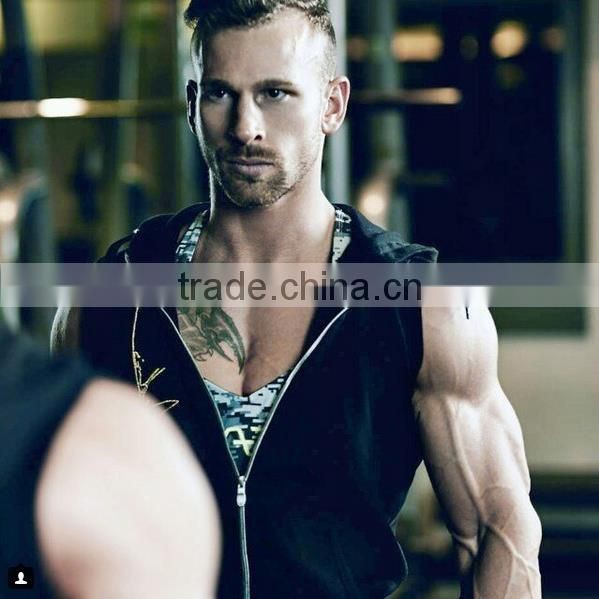 Wholesale Mens Cotton Sleeveless Zipper Hoodies