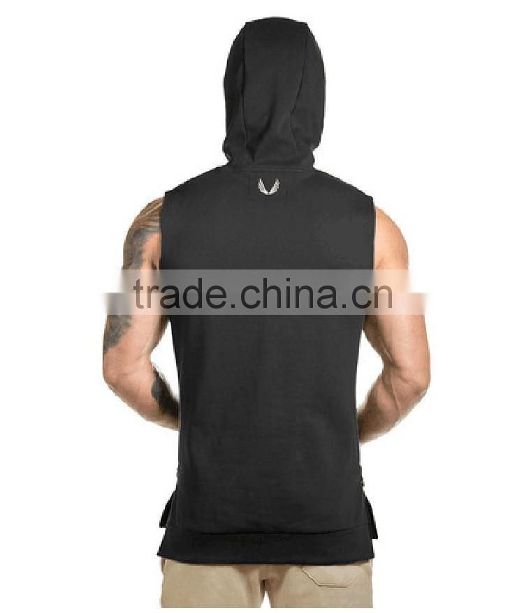 Wholesale Mens Cotton Sleeveless Pullover Gym Hoodies