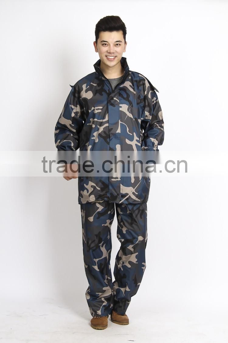 pvc and poly camouflage raincoat for outdoor military camo poncho