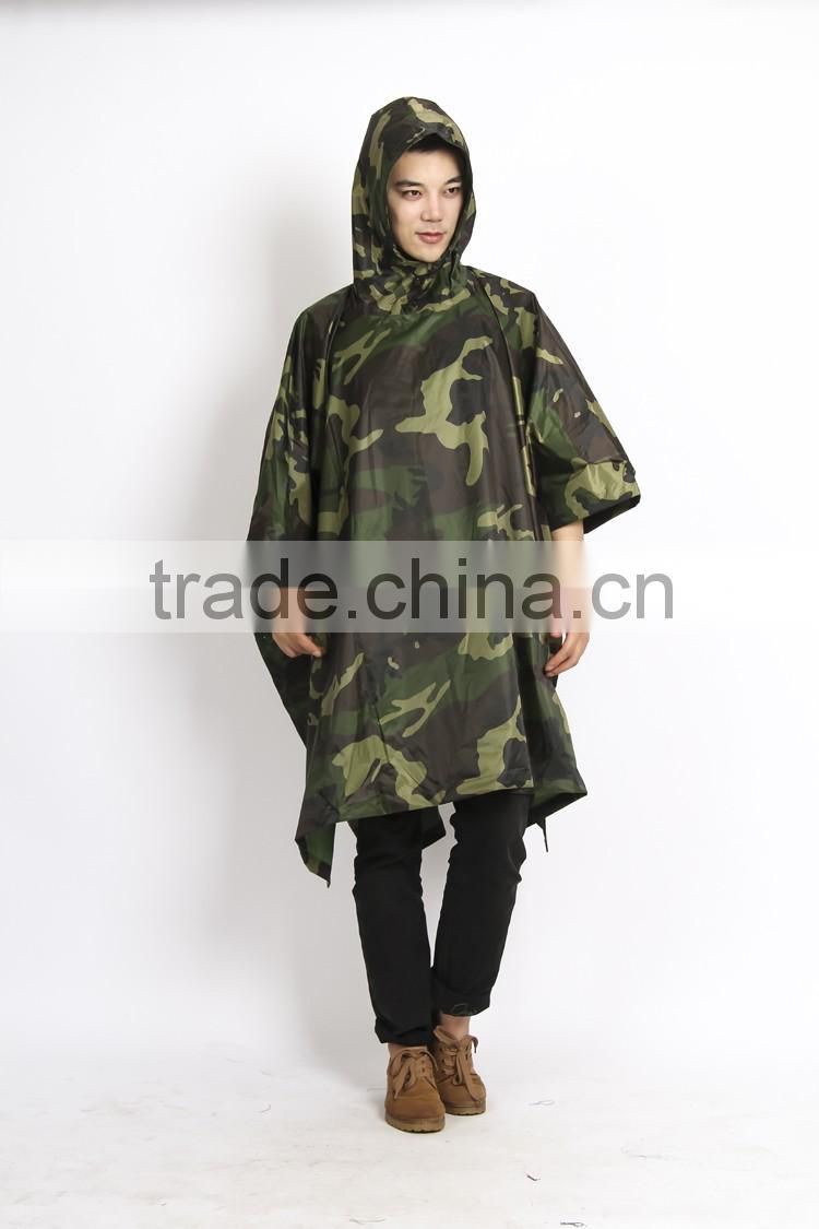 Adult military camouflage PVC raincoat poncho digital camouflage poncho