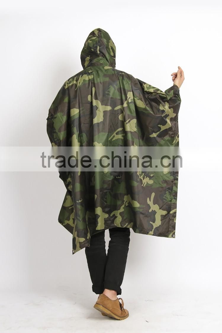 Adult military camouflage PVC raincoat poncho digital camouflage poncho