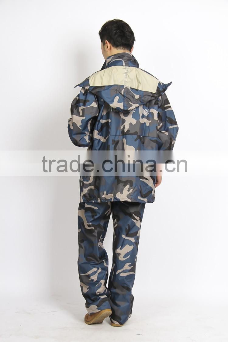 pvc and poly camouflage raincoat for outdoor military camo poncho