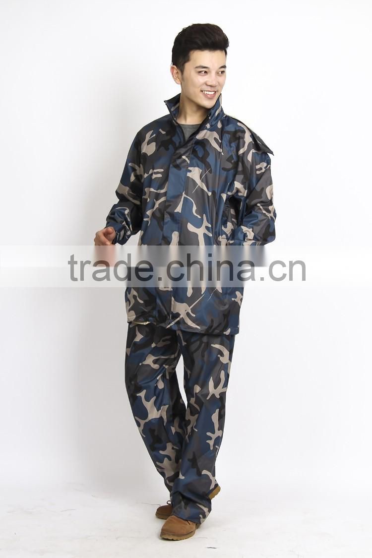 pvc and poly camouflage raincoat for outdoor military camo poncho