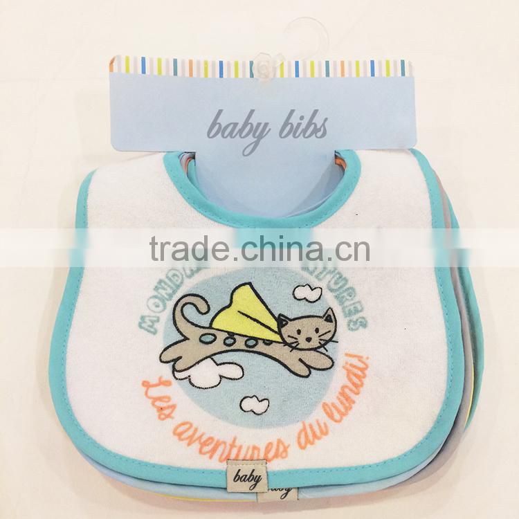 Safe and soft embroidered baby bibs cotton wholesale baby drool bibs