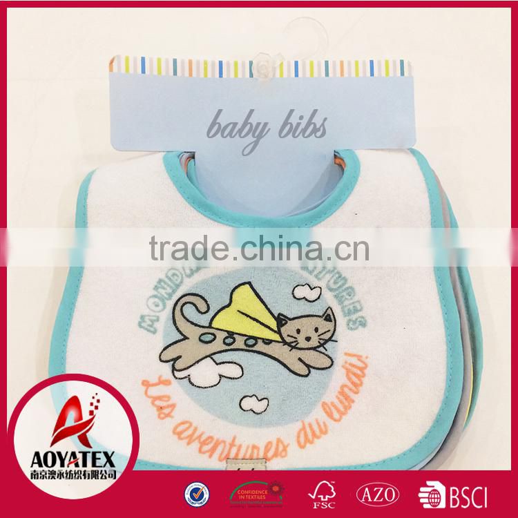 Safe and soft embroidered baby bibs cotton wholesale baby drool bibs