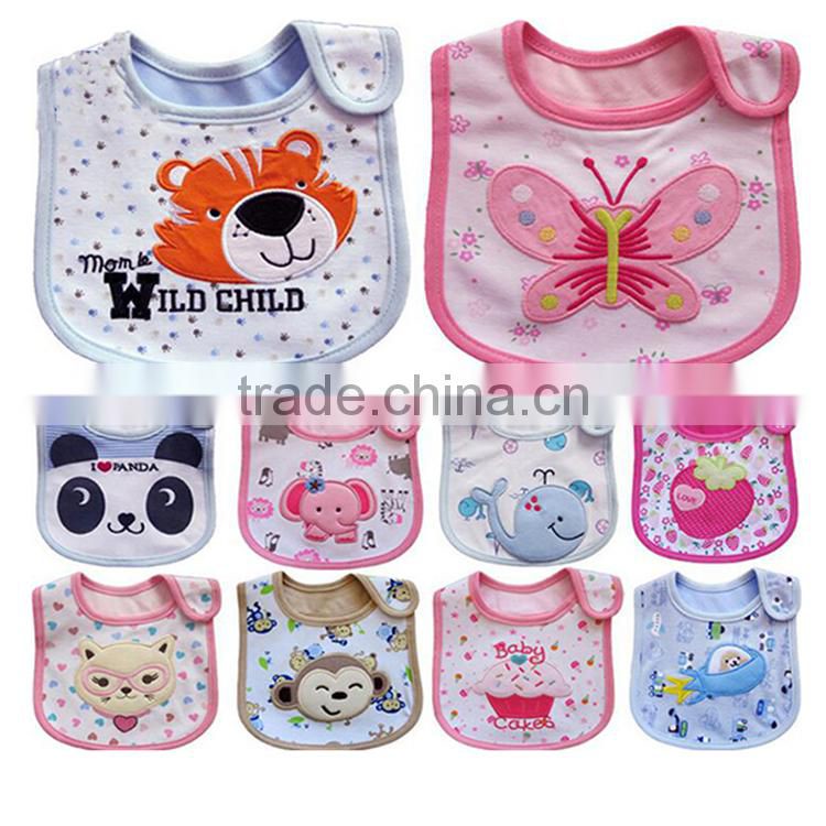 Safe and soft embroidered baby bibs cotton wholesale baby drool bibs