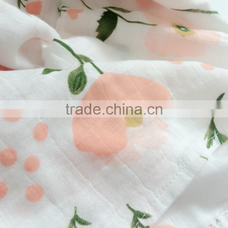infant 100% organic cotton new design printed muslin baby swaddle blanket
