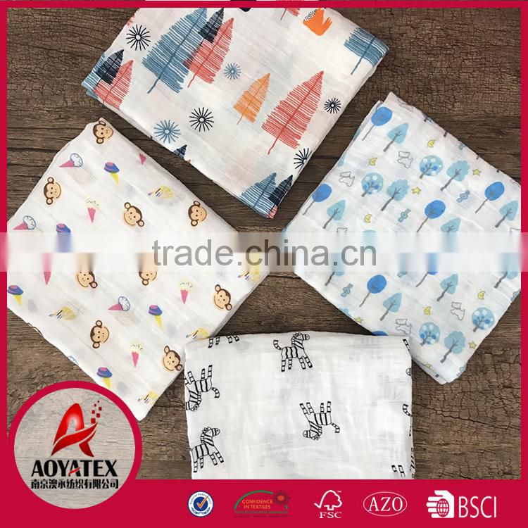 high quality muslin organic bamboo 100% cotton baby blanket warp