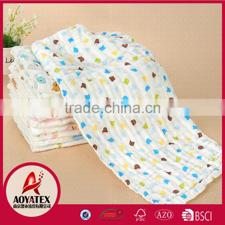 100% cotton double layers hot sale custom print muslin baby blanket