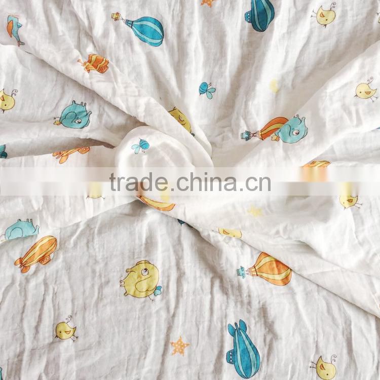 infant 100% organic cotton new design printed muslin baby swaddle blanket