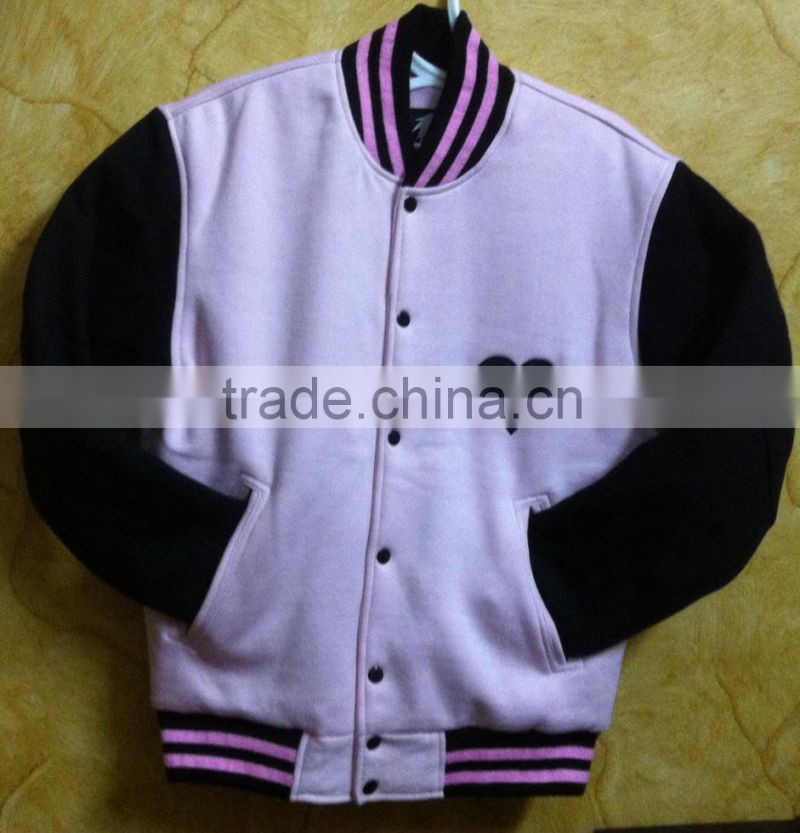 Custom latest 2015 Black and Yallow Design High Quality Cotton Fleece Varsity Jacket / College Jacket / Letterman Jacket