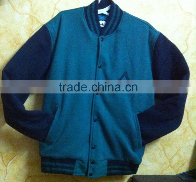 Custom latest 2015 Black and Yallow Design High Quality Cotton Fleece Varsity Jacket / College Jacket / Letterman Jacket