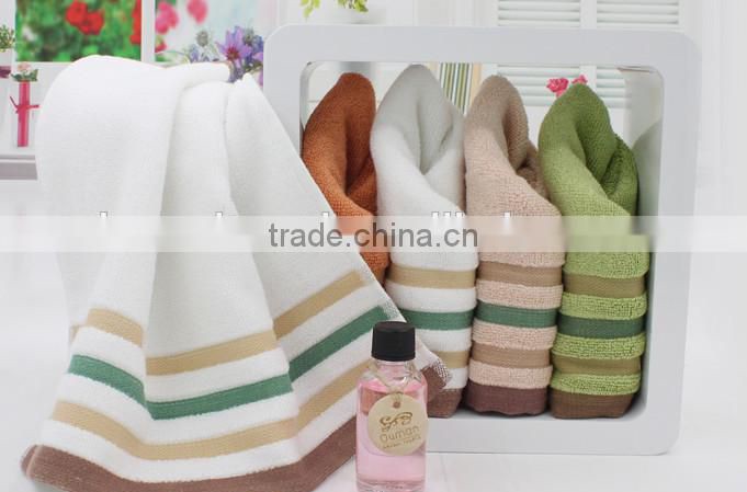 gaoyang hebei made in china double side yarn dyed jacquard border bamboo towel wholesale 25*25cm
