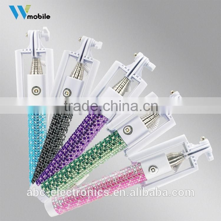 bling bling selfie stick phone accessories flexible tripod monopod selfie stick for mobile phone