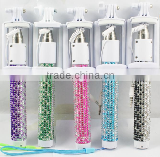 bling bling selfie stick phone accessories flexible tripod monopod selfie stick for mobile phone