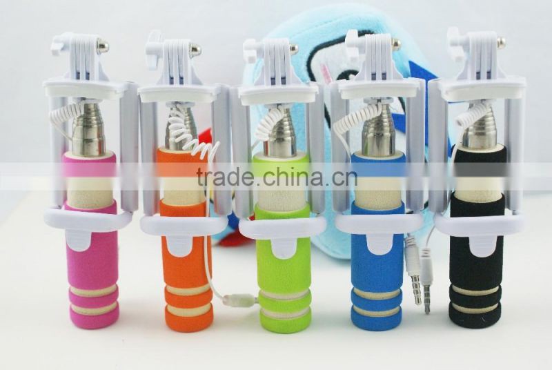 2016 factory price good quality selfie stick with cable ,wired monopond for android smart phone