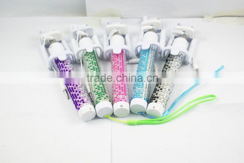 bling bling selfie stick phone accessories flexible tripod monopod selfie stick for mobile phone