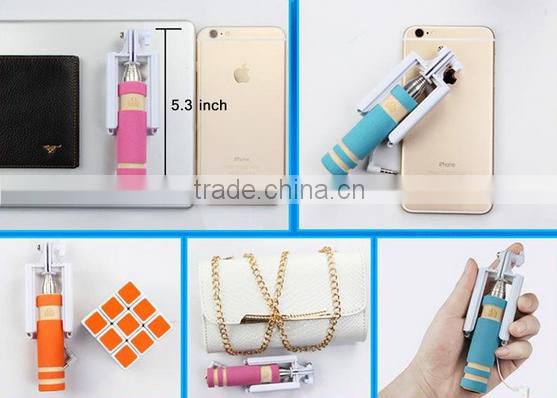 2016 factory price good quality selfie stick with cable ,wired monopond for android smart phone