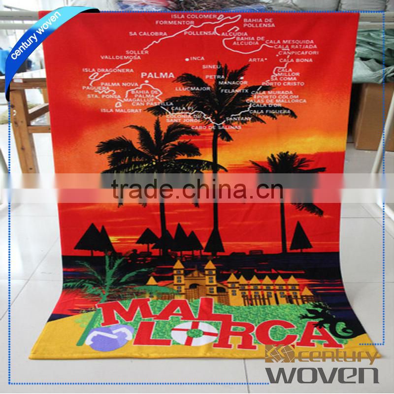 Velour reactive printing beach towel photo printed velour beach towel