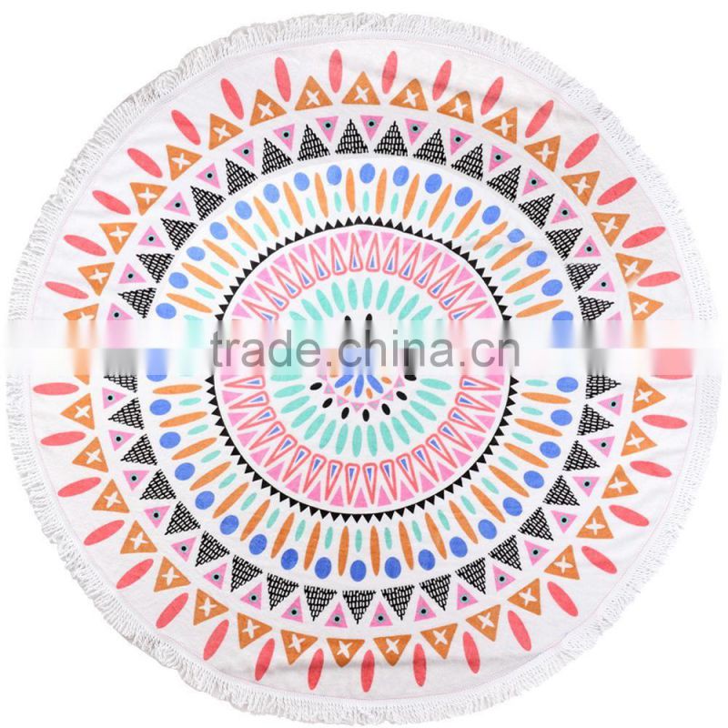 Stock Round Beach Towel with tassel cheap turkish beach towel with low price