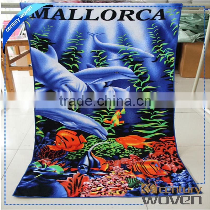 Velour reactive printing beach towel photo printed velour beach towel