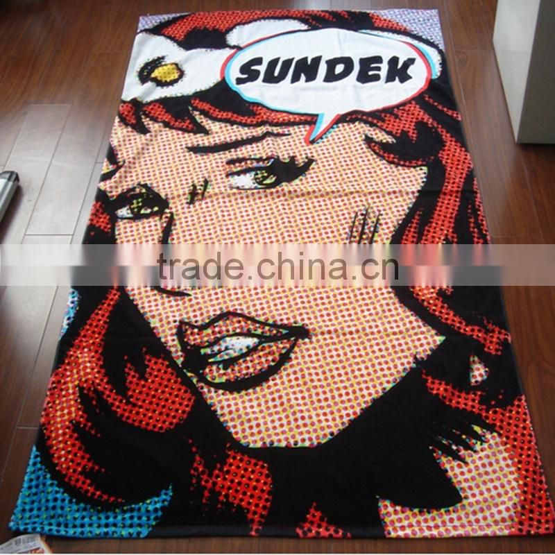 Velour reactive printing beach towel photo printed velour beach towel