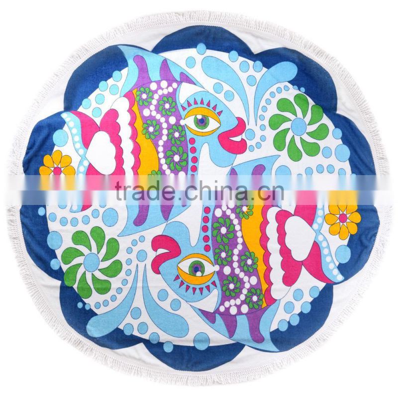 Stock Round Beach Towel with tassel cheap turkish beach towel with low price