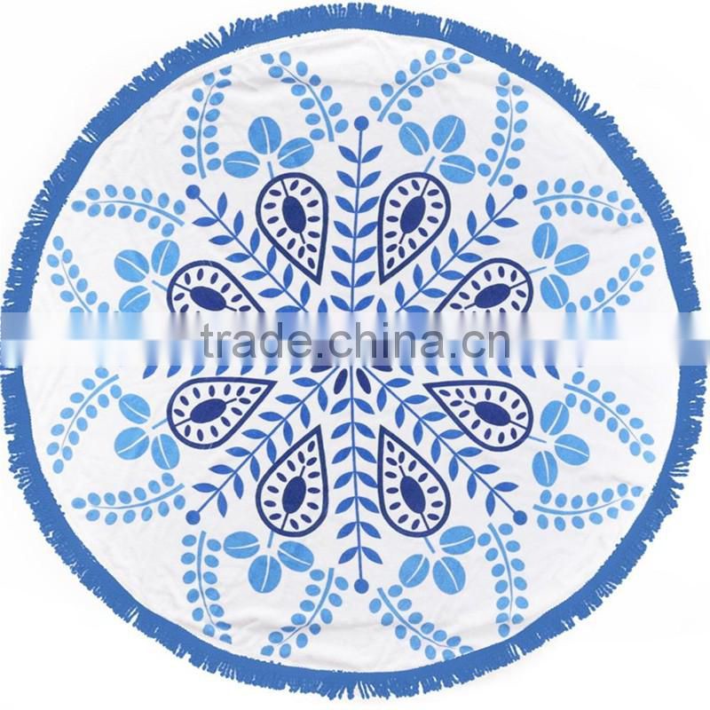 Stock Round Beach Towel with Tassels Wholesale Roundie Beach Towels Custom Design NO MOQ