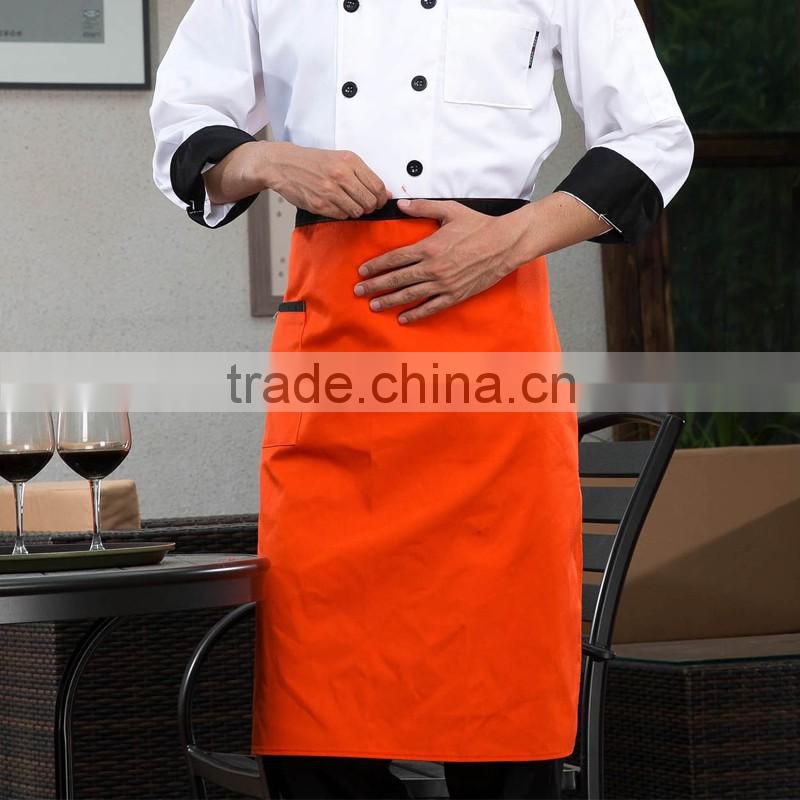 Cooking Orange Cotton Waist Apron With One Pocket