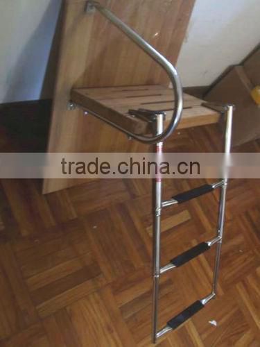 Boat Outboard Teak Swim Platform Stainless Steel 3 Step Ladder