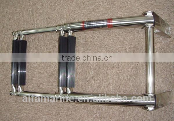 Stainless Steel 304 Boat Telescoping Drop 4 Step Ladder with Handle
