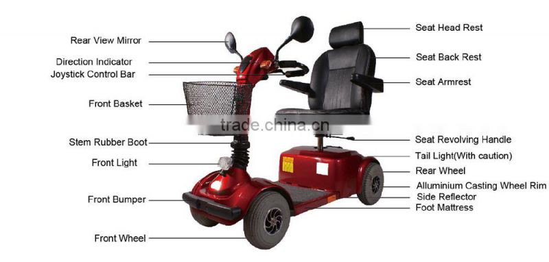 four wheel medical electric scooter with CE for old man outdoor sightseeing