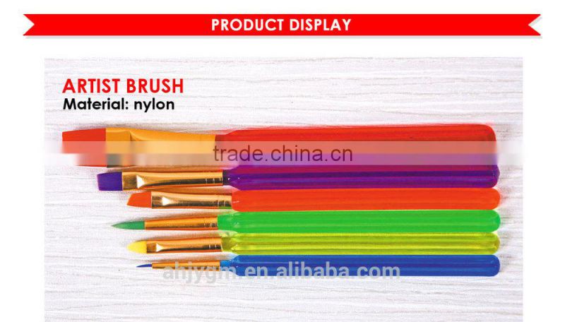 6PCS Nylon Plastic Handle Artist Brush/nylon artist brush/nylon artist brush