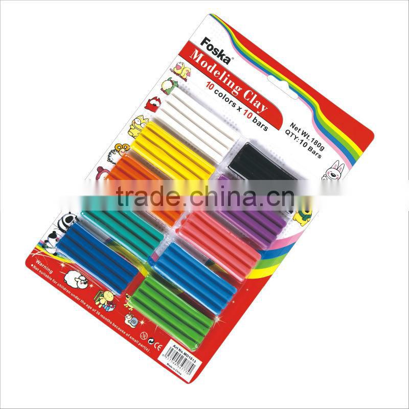 180g 10 Colors*10 Bars Plasticine Modelling Clay/non-drying modeling clay
