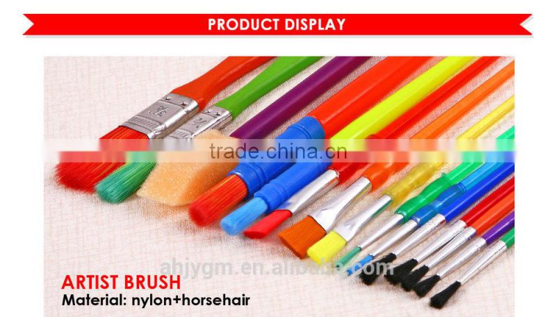 15PCS Plastic Handle Nylon+Horse Hair Artist Brush