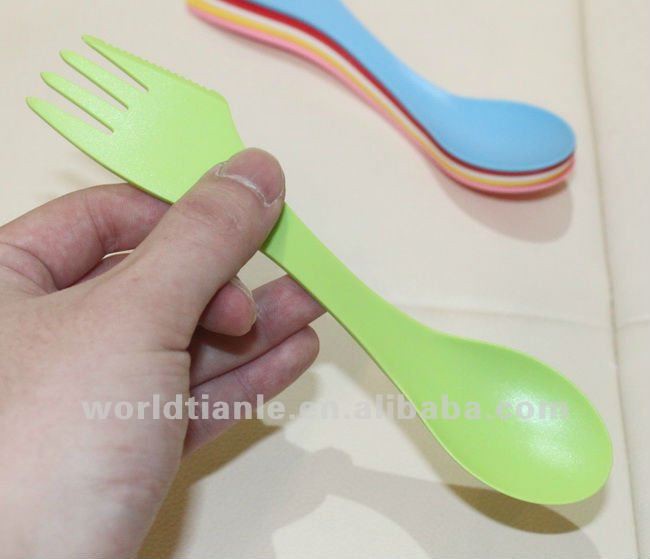 Combined PP spork spoon in one for child