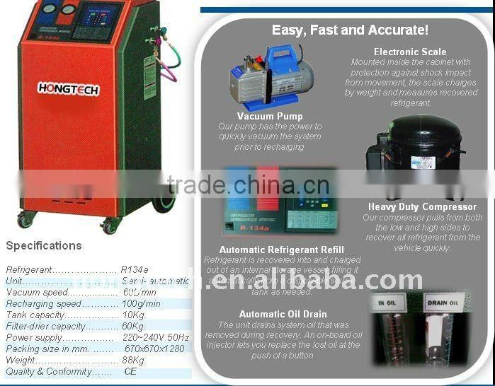 A/C Station, Refrigerant recovery recycling recharging machine