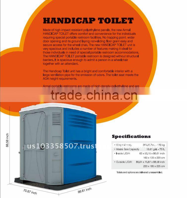 HN Handicap Gray & Light Blue Mobile Portable Toilet