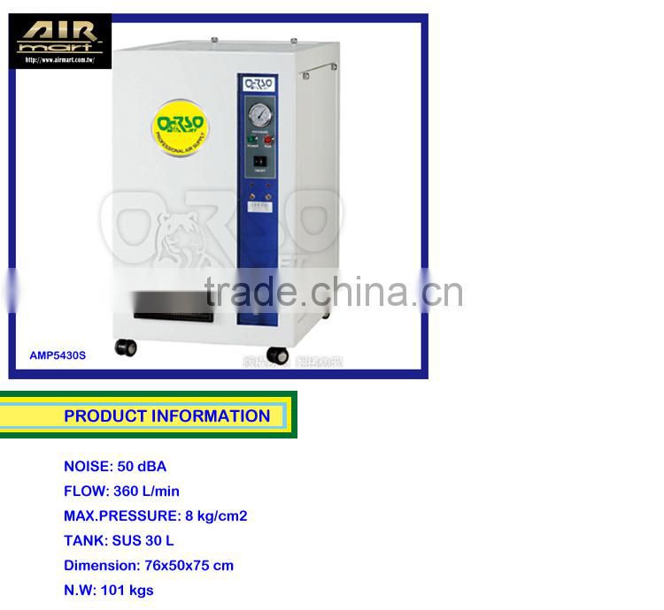 Taiwan Made. Model No. AMP5430S, Silent Oil Free Air Compressor for lab/medical/dental