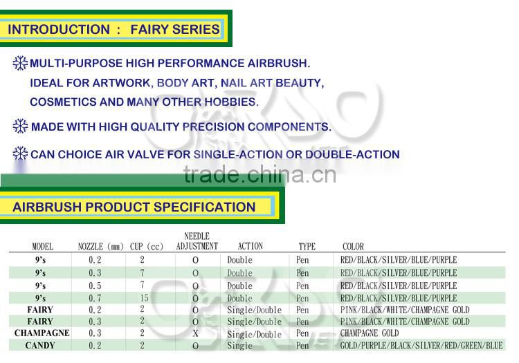 FAIRY SERIES AIRBRUSH PEN FOR hobby painting Airbrush Makeup/Airbrush Nail Art and 0.2mm NOZZLES & 2cc CUP