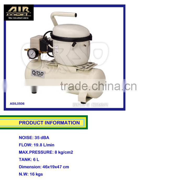 Taiwan Made, Model No. ASIL0506, lab&dental equipment, SUPER SILENT AIR COMPRESSOR