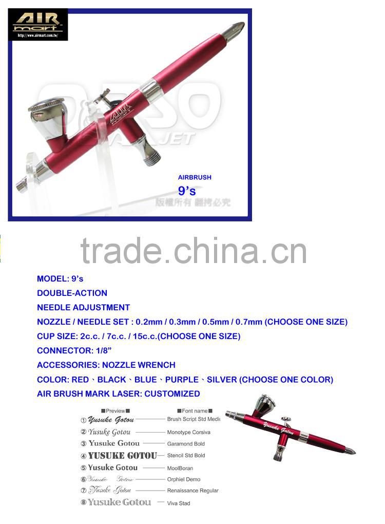 AIR-MART ART NAIL TOOL BODY ART AIRBRUSH PEN 9's FOR 0.2 mm NOZZLE & 2 c.c. CUP